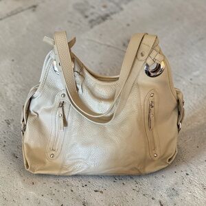 Cute Cream Leather Hobo Bag
